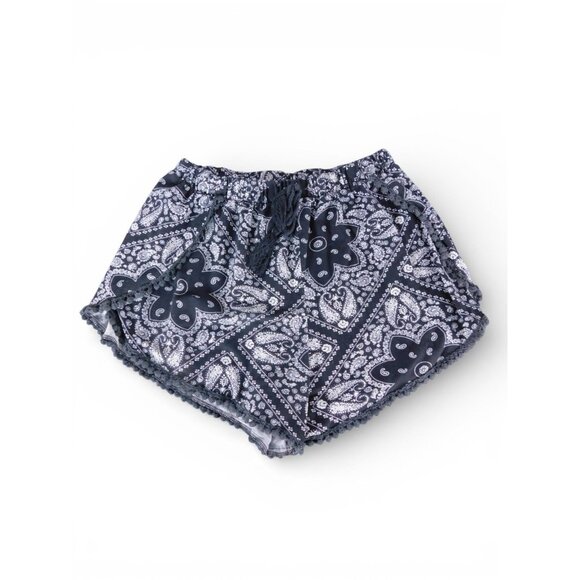 Paisley Shorts Womens XS Blue Boho Tassel Fringe Hot Pants Lounge Casual Summer - Picture 2 of 7